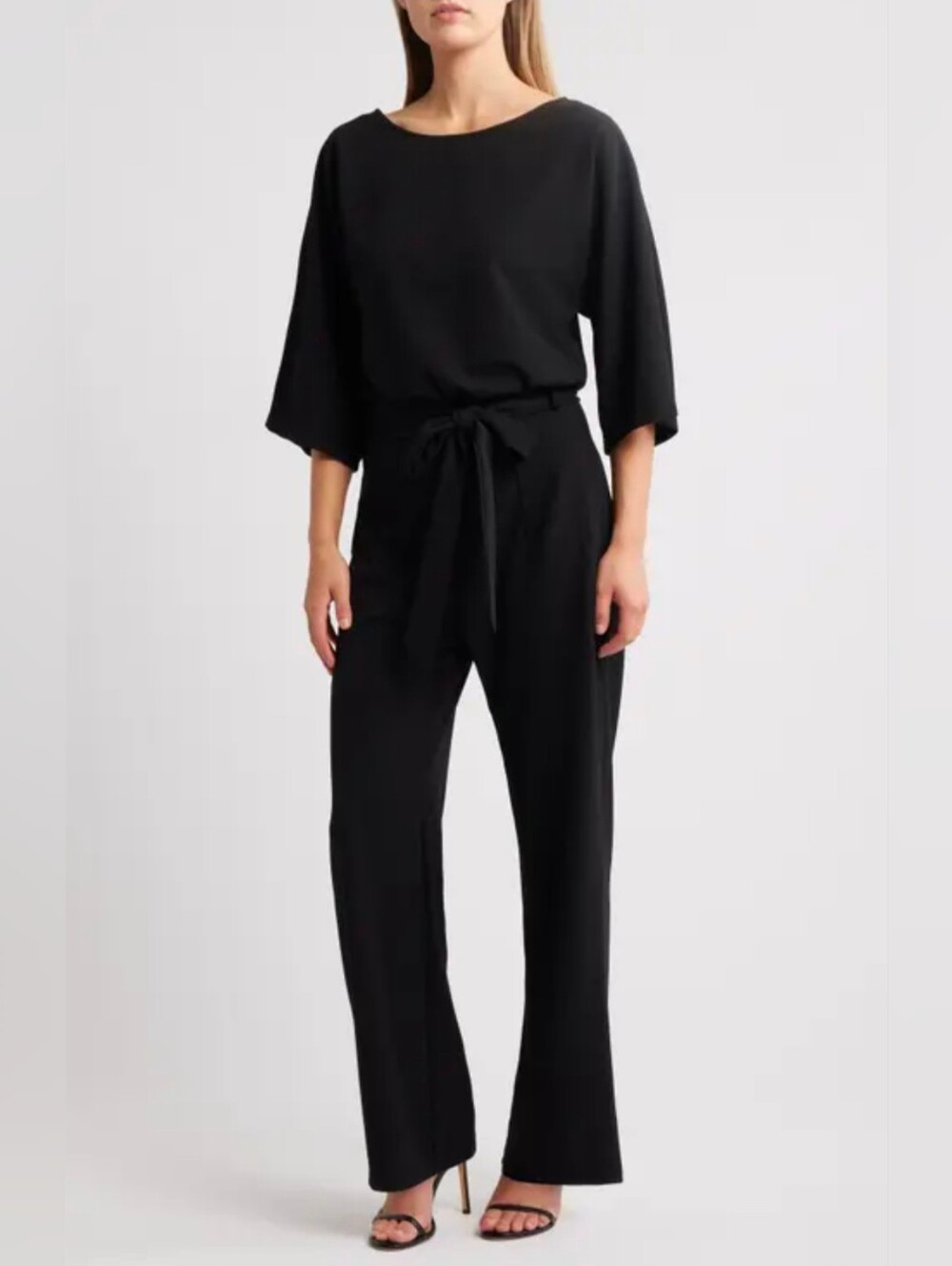 Amazon L Black Tie-Waist Jumpsuit 1904-
